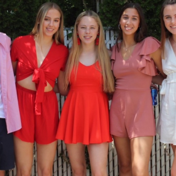 Red/Coral Romper - Picture 4 of 6